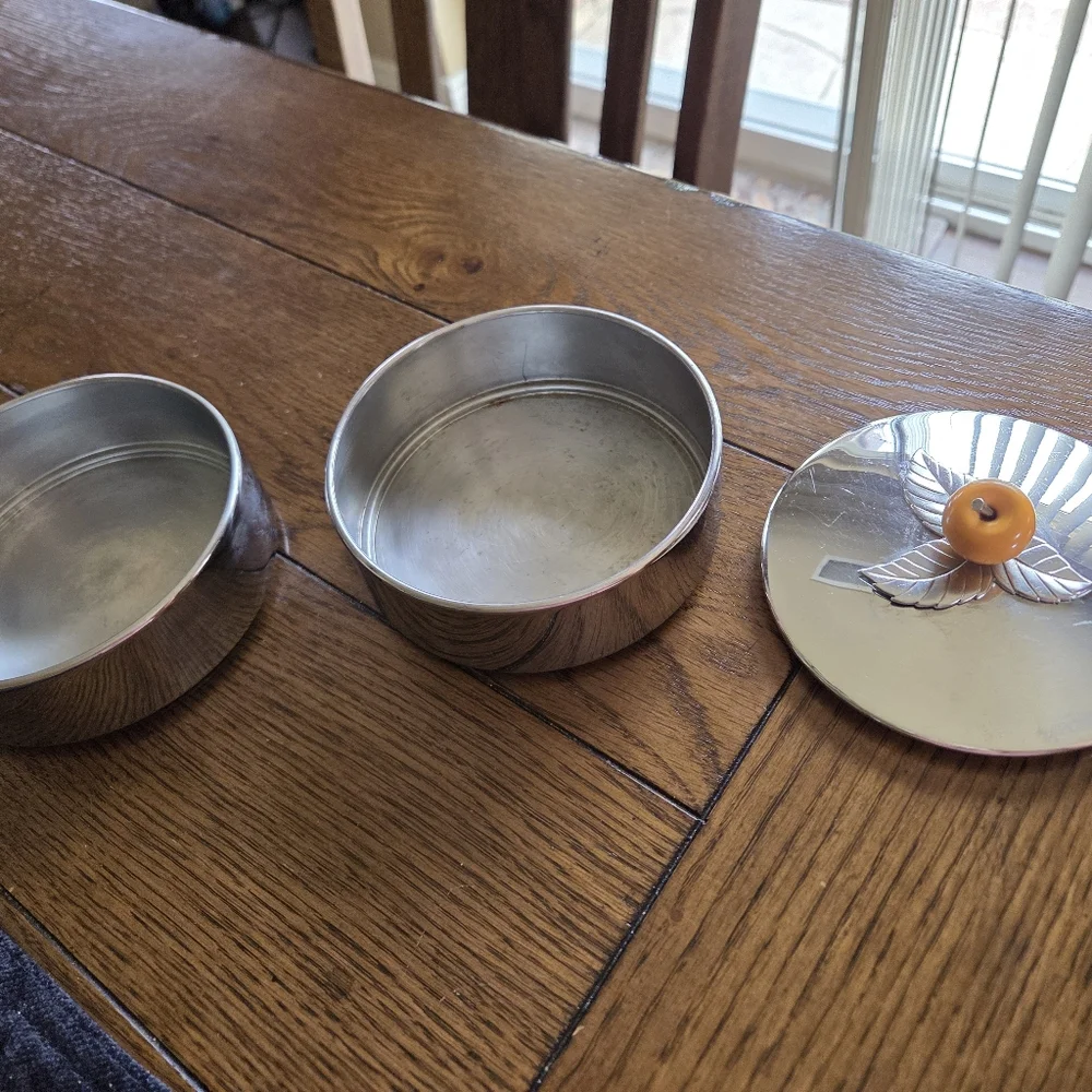 Chase Chrome Art Deco Era Stacking Set With Bakelite Apple Finial